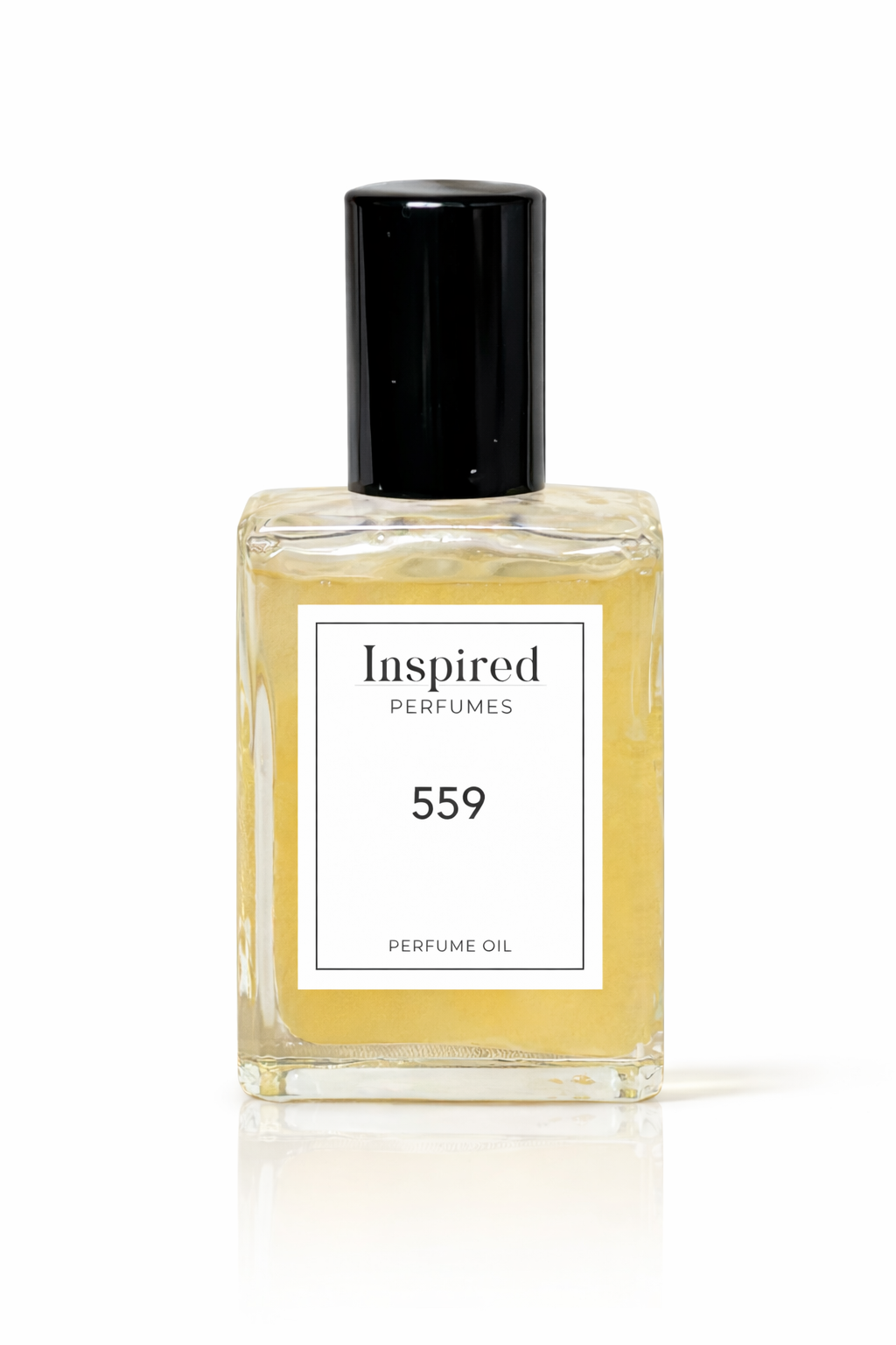 Perfume bottle labeled 'Inspired Perfumes 559' on a light background