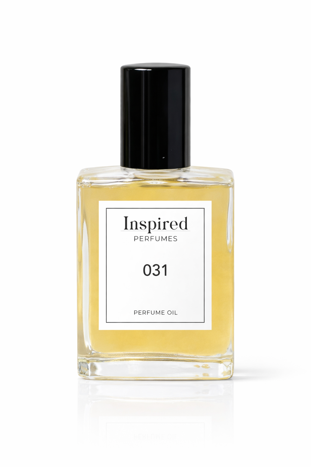Perfume  bottle labeled 'Inspired Perfumes 031' on a light background Goegeous-Gardenia