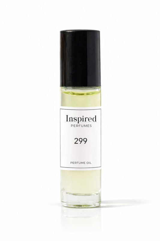 Perfume oil bottle label 299 inspired by Ambre Nuit suitable for women.
