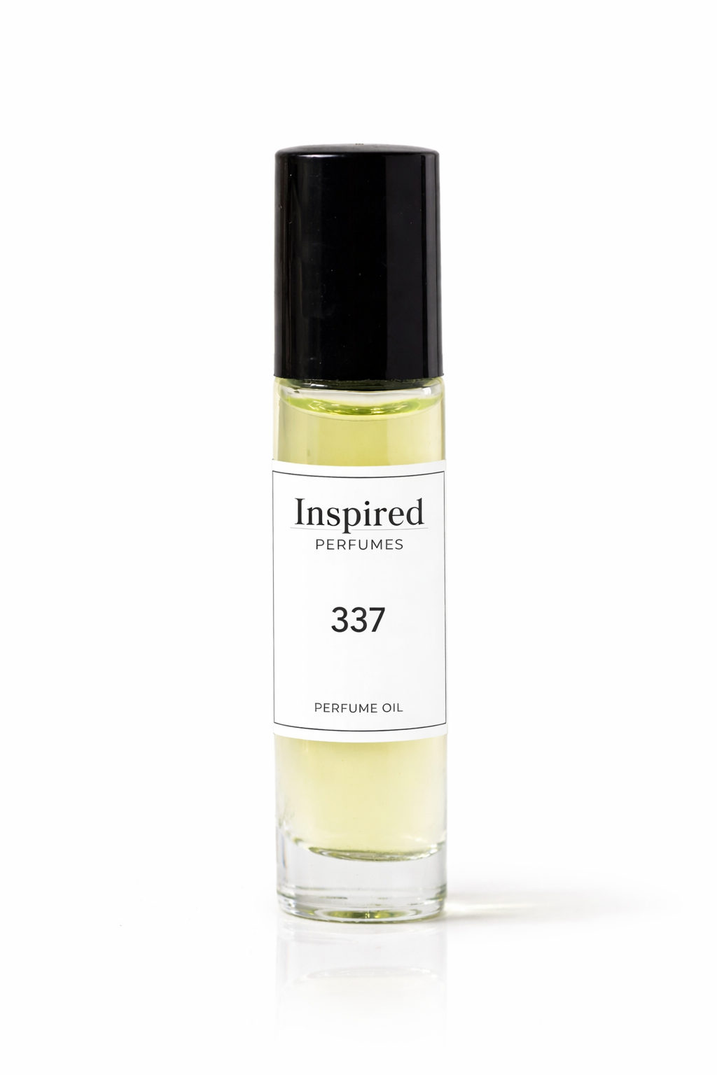 Perfume oil bottle label 337 inspired by Black Opium suitable for women.