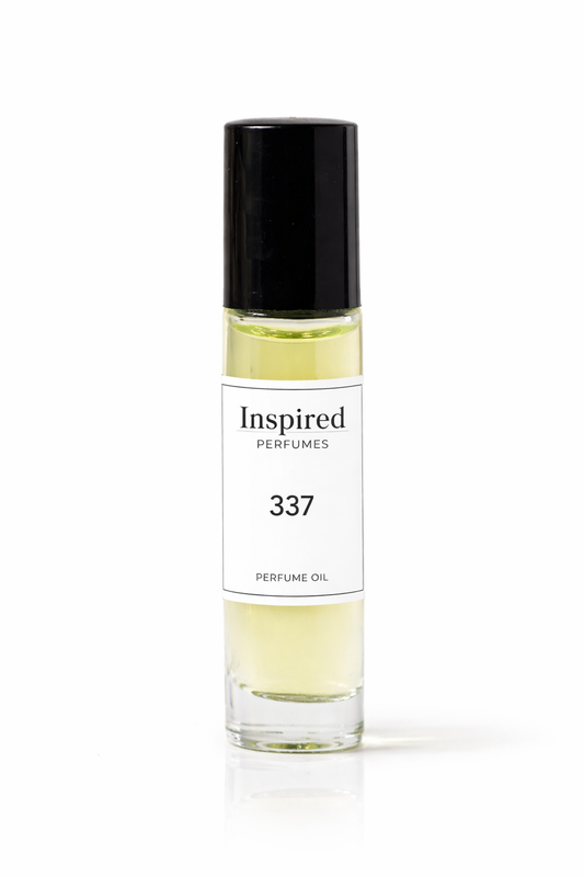 Perfume oil bottle label 337 inspired by Black Opium suitable for women.